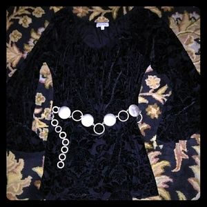 Cover Charge Black Velvet Floral Burnout Tunic